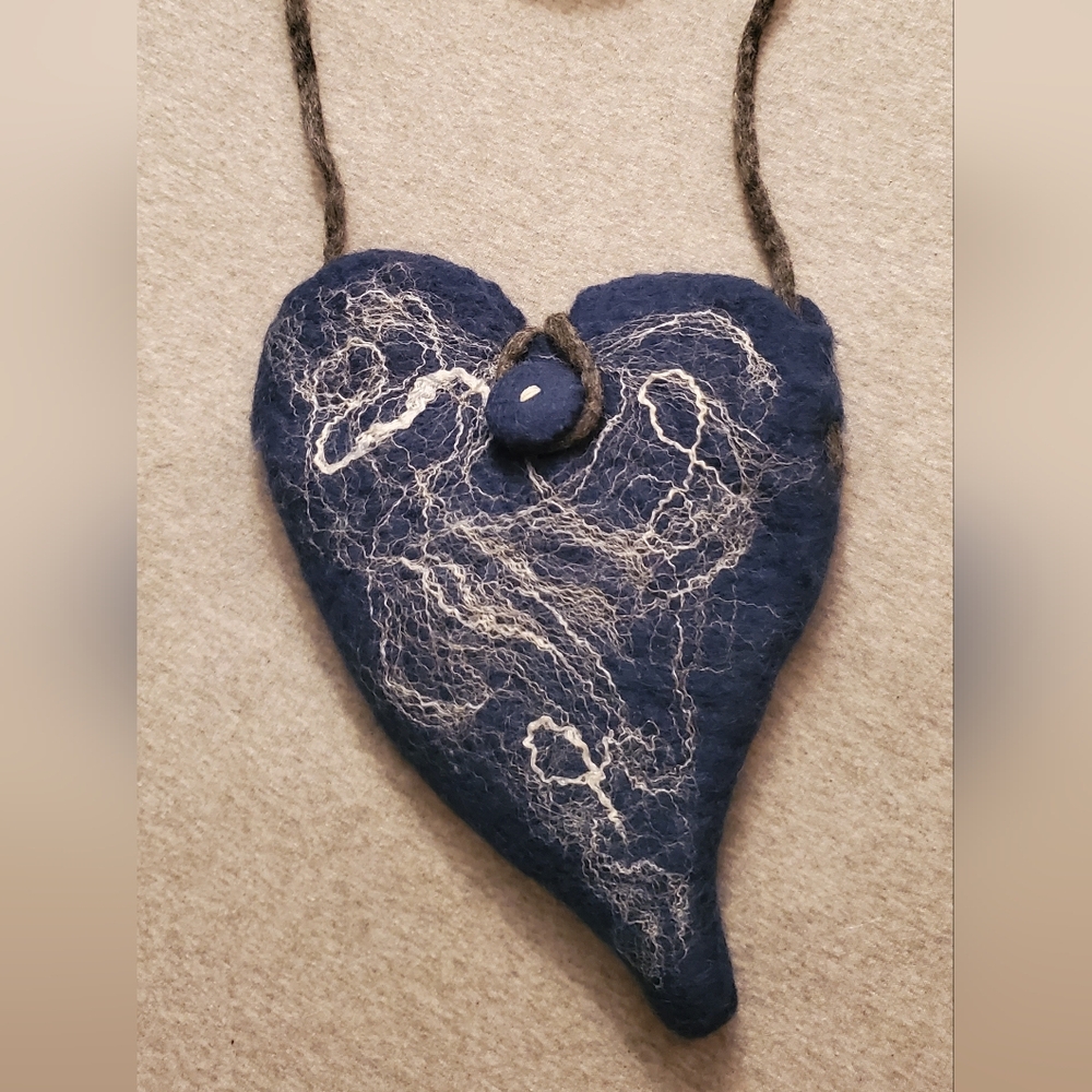 ETSY wet felt heart-shaped over the shoulder small purse